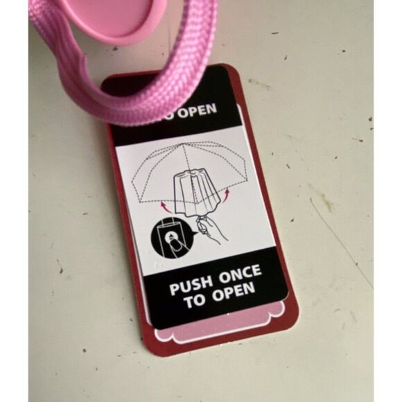 Strawberry Shortcake Umbrella Auto Open Close Pink Red Compact NEW - Picture 4 of 8